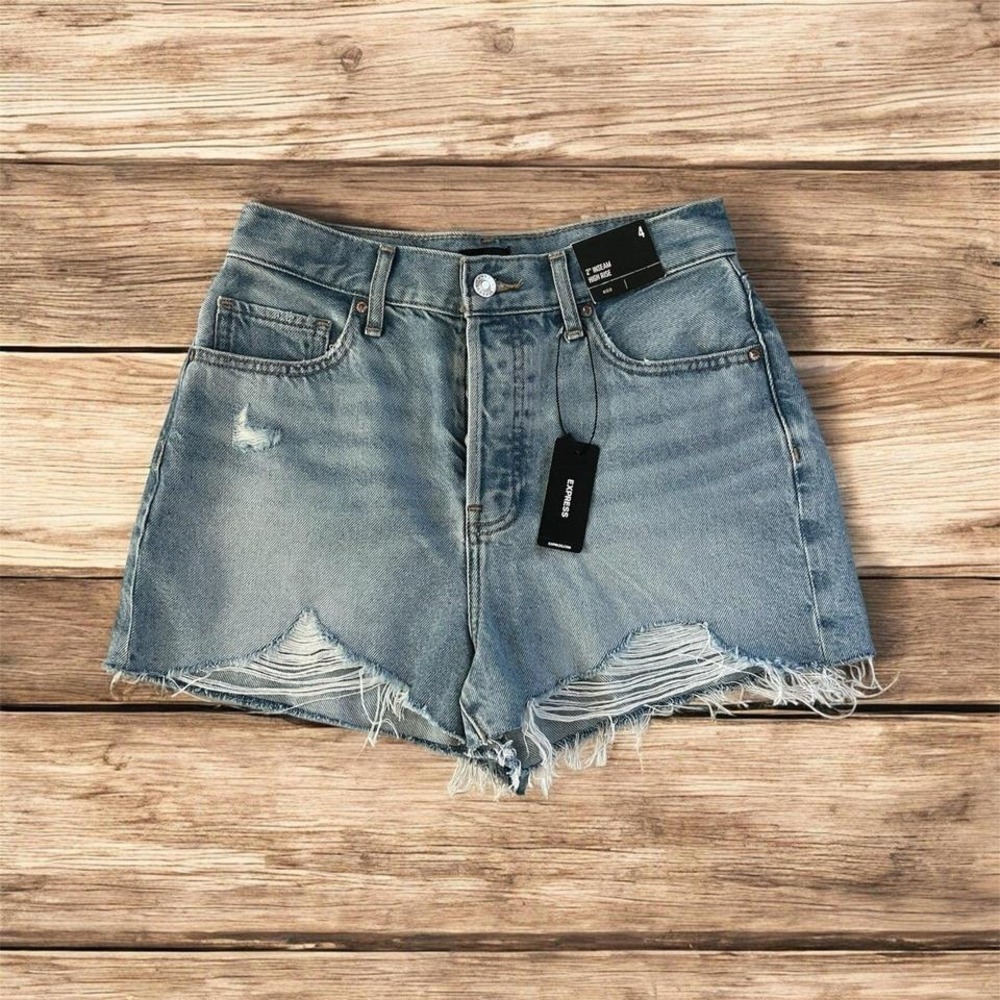 Express High Rise Frayed Shorts